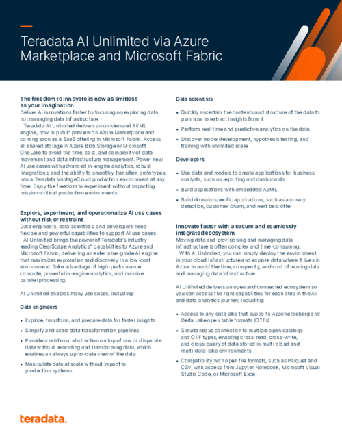 Unleash AI Innovation with Teradata AI Unlimited