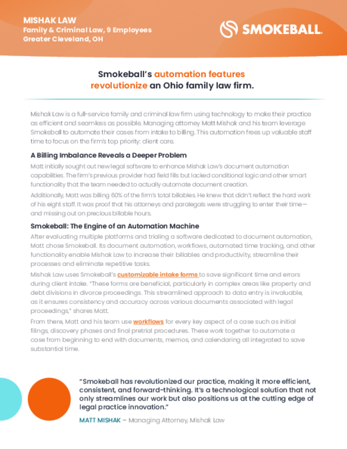 Smokeball revolutionizes a family law firm through a 90% increase in collections