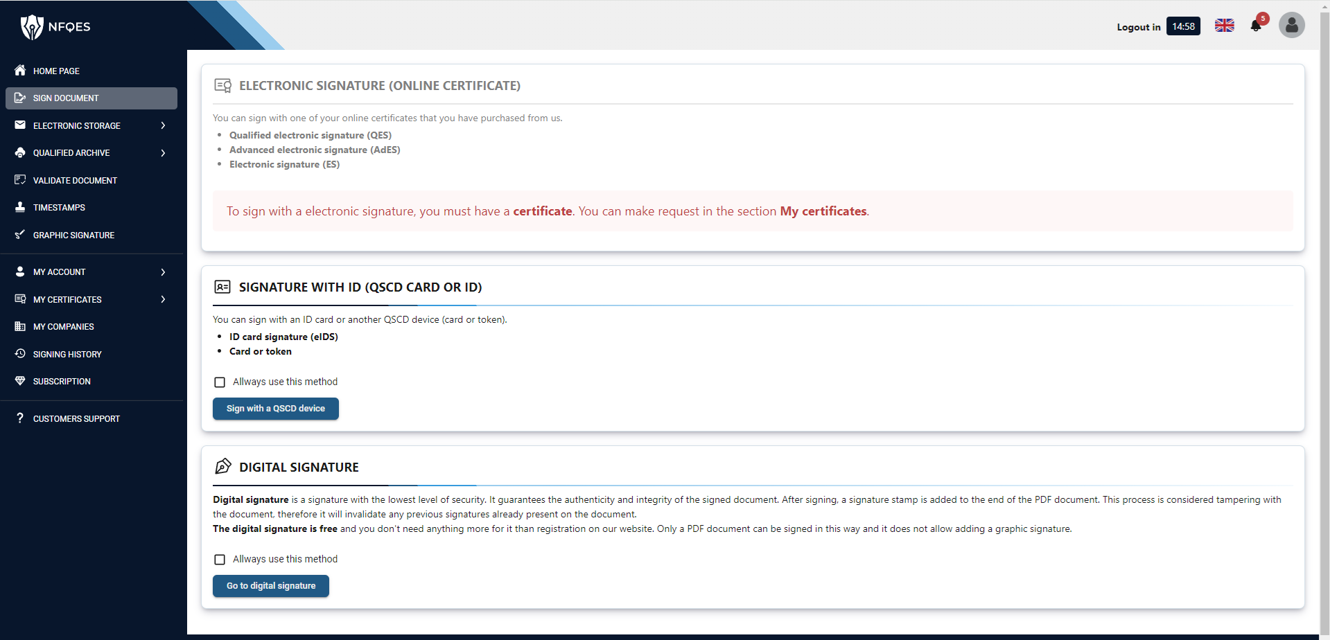 NFQES Platform screenshot