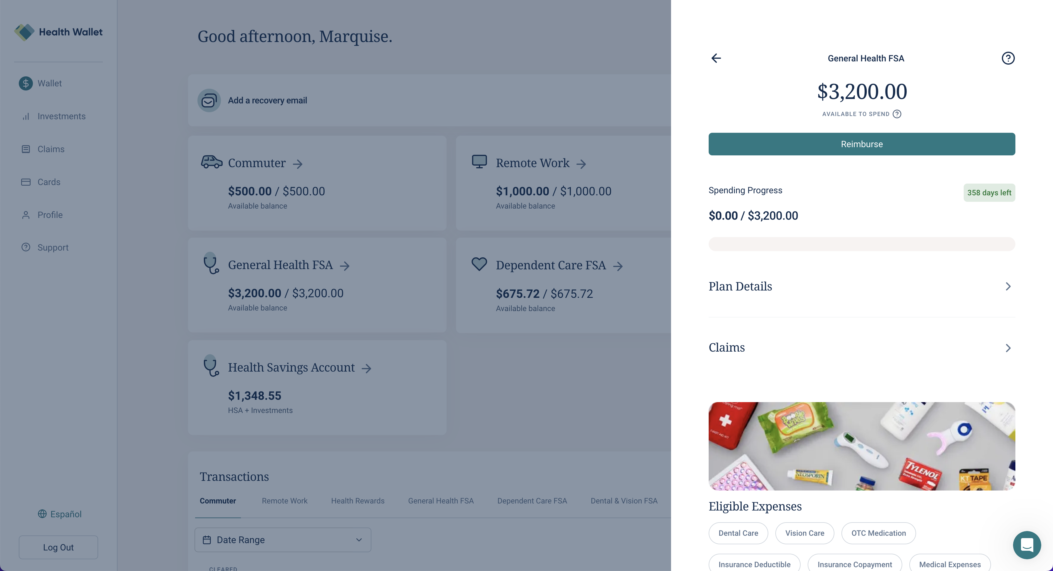 First Dollar Benefit Suite screenshot