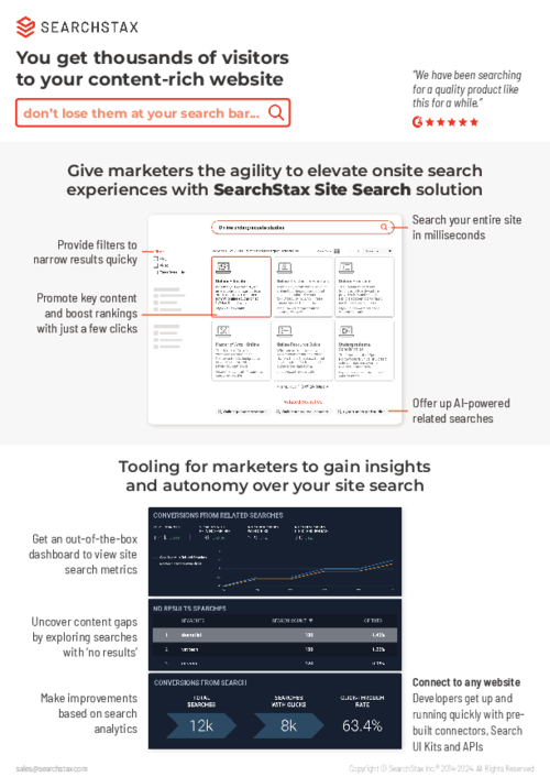 SearchStax Site Search One-Pager