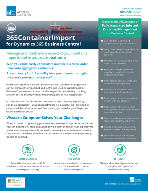 365ContainerImport by Western Computer