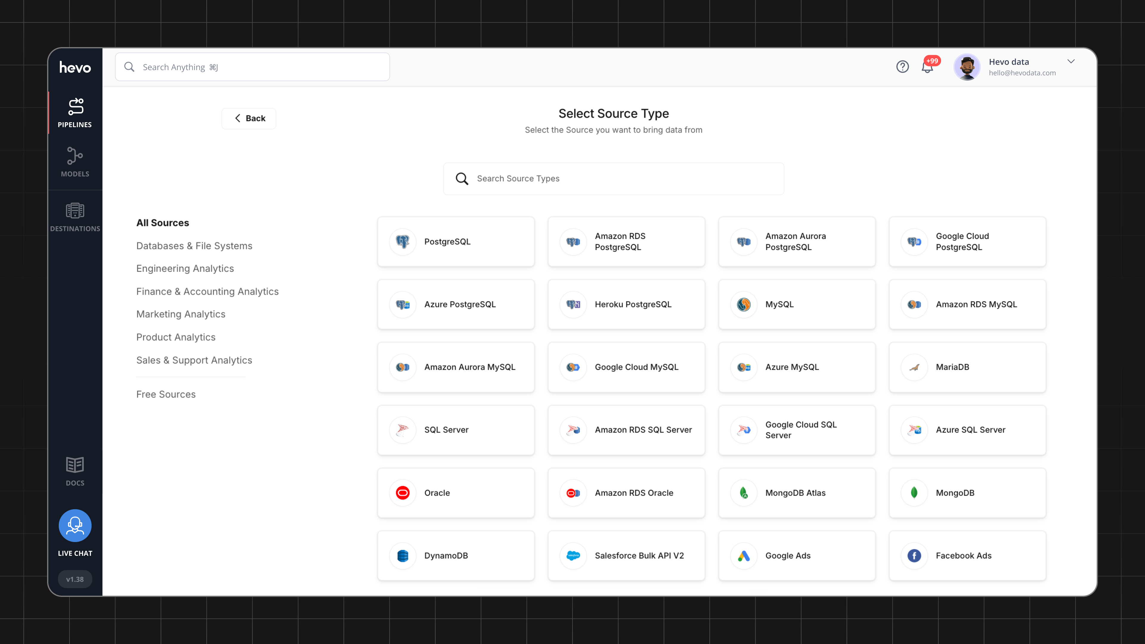 Hevo Data screenshot