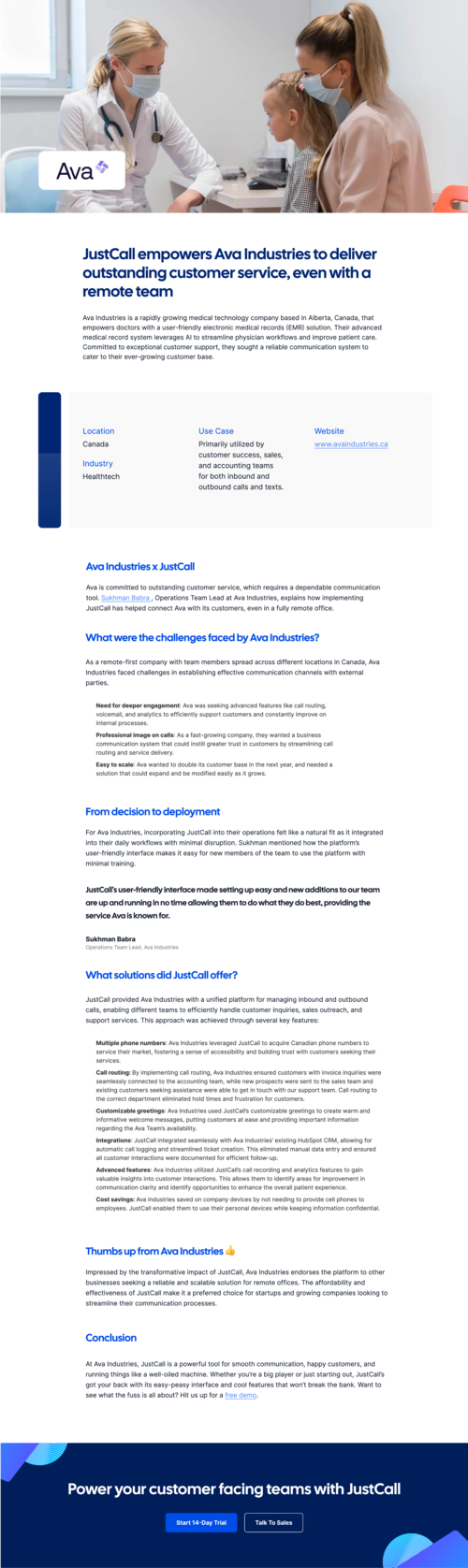 JustCall Empowers Ava Industries to Deliver Outstanding Customer Service