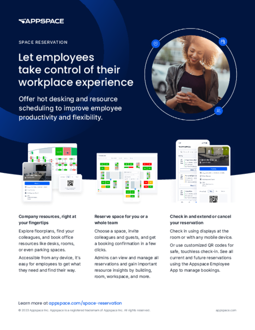 Appspace Space Reservation: Let employees take control of their workplace experience