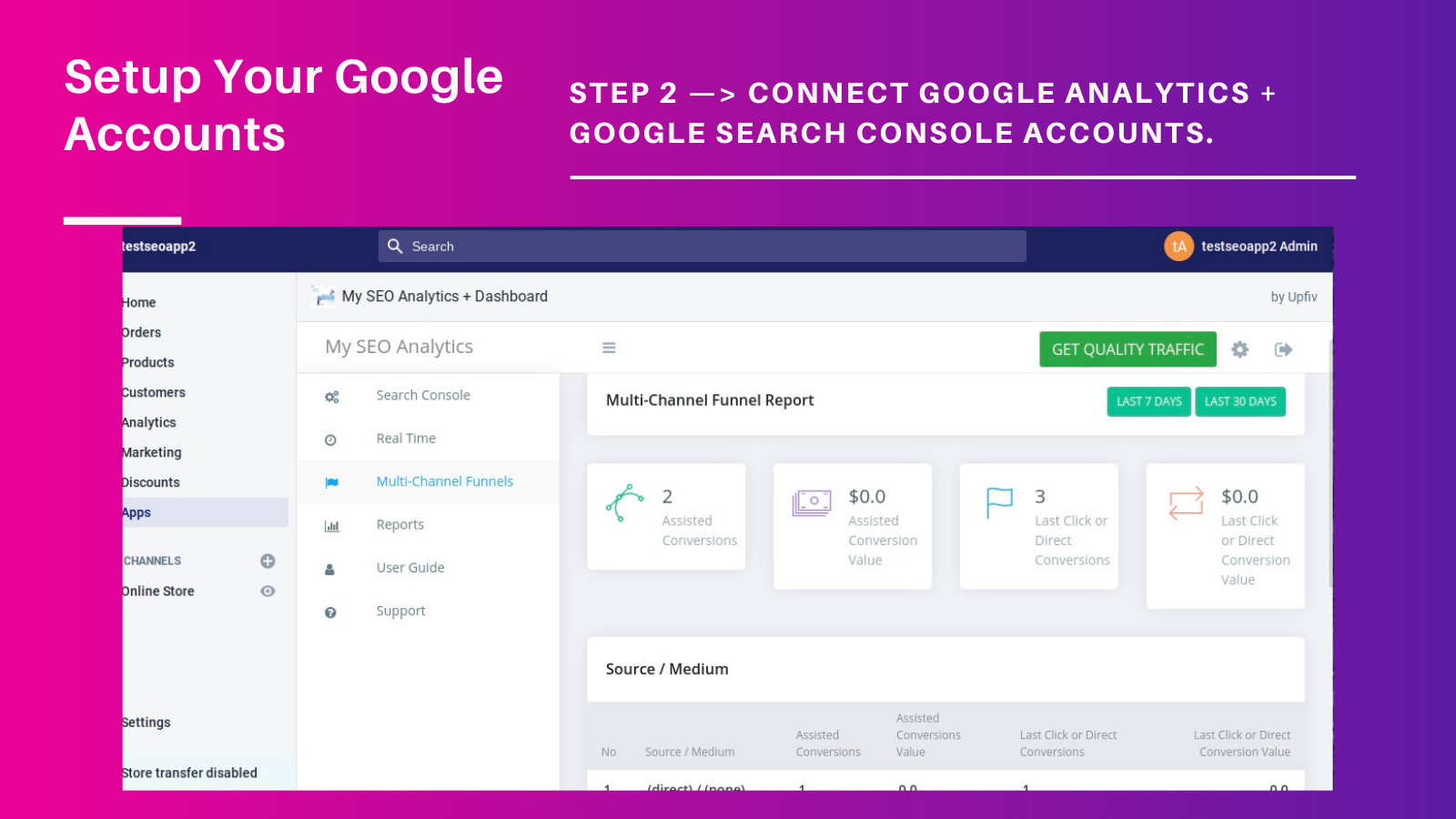 My SEO Analytics + Dashboard App screenshot
