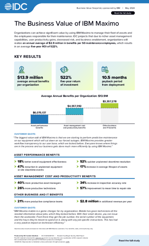 The Business Value of IBM Maximo
