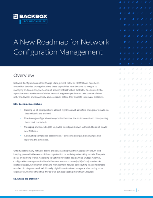A New Roadmap for Network Configuration Management