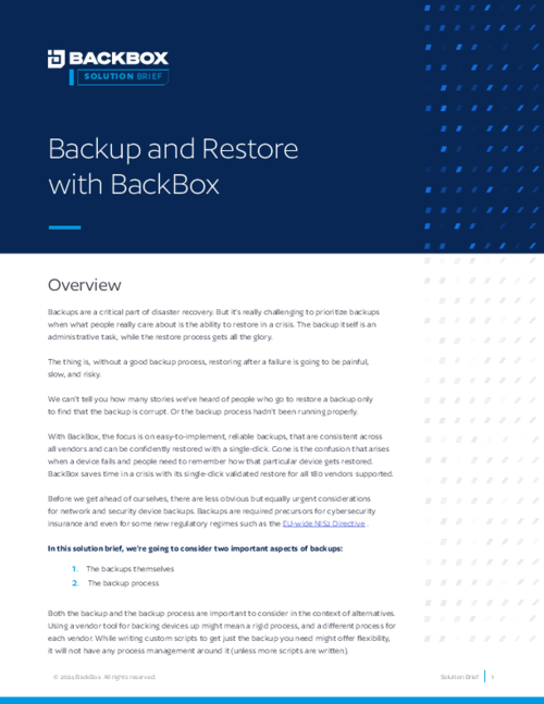 Backup and Restore