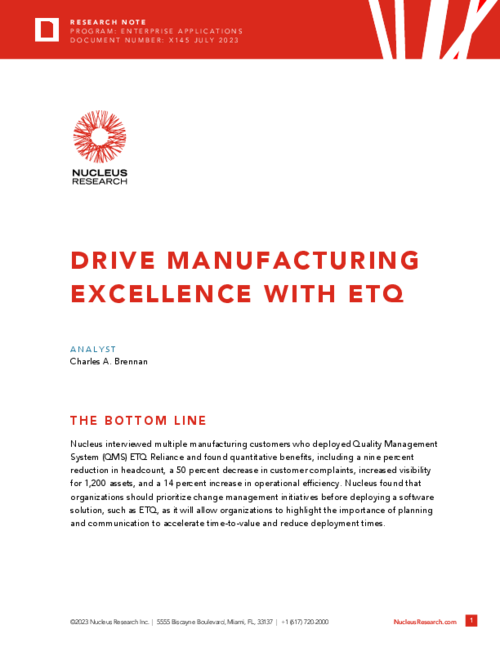 Drive manufacturing excellence with ETQ