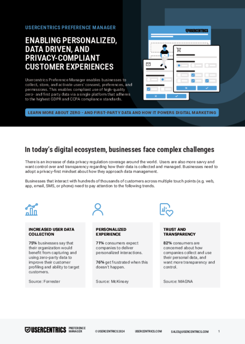 Usercentrics Preference Manager onepager