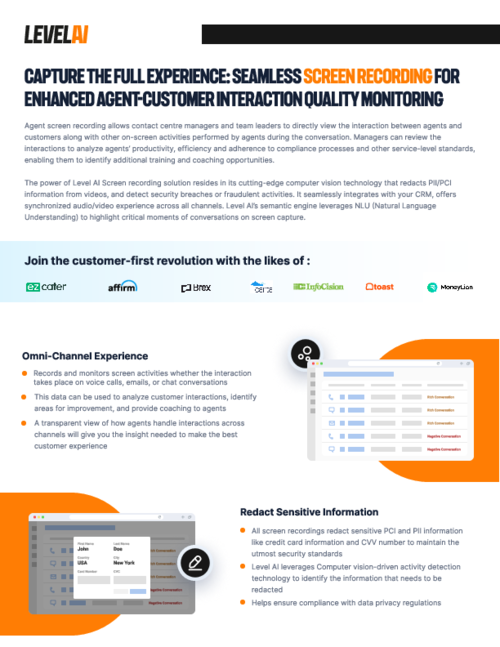Level AI Agent Screen Recording datasheet