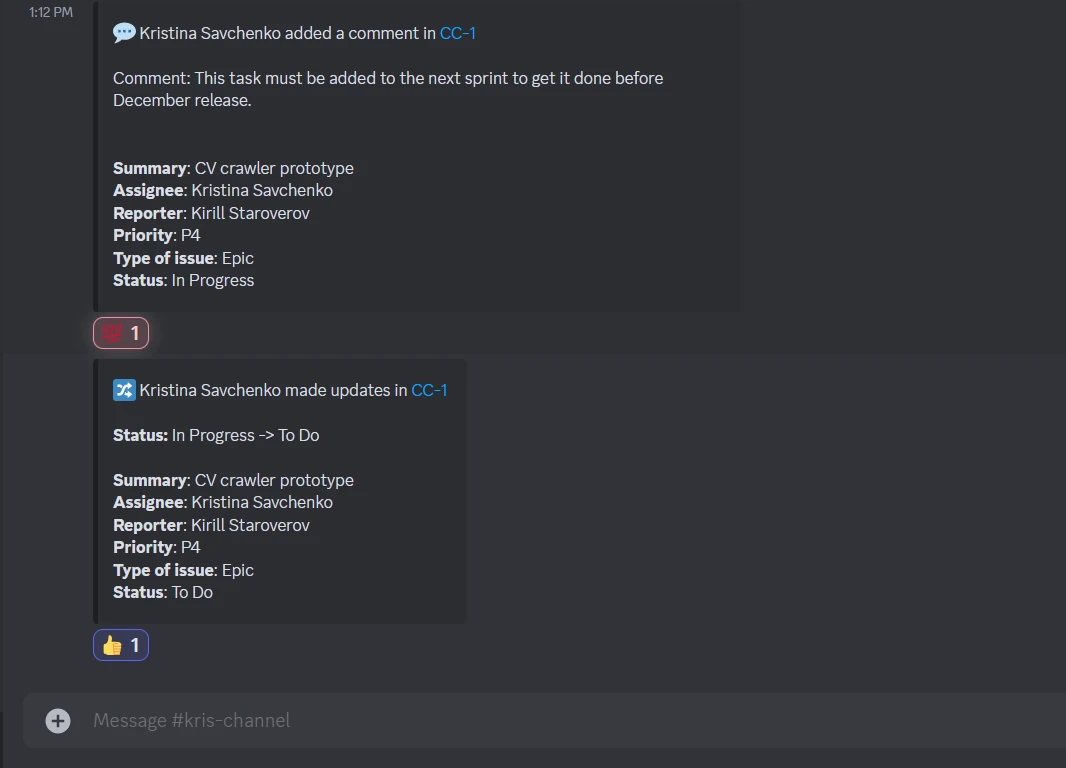 MyJiraBot screenshot