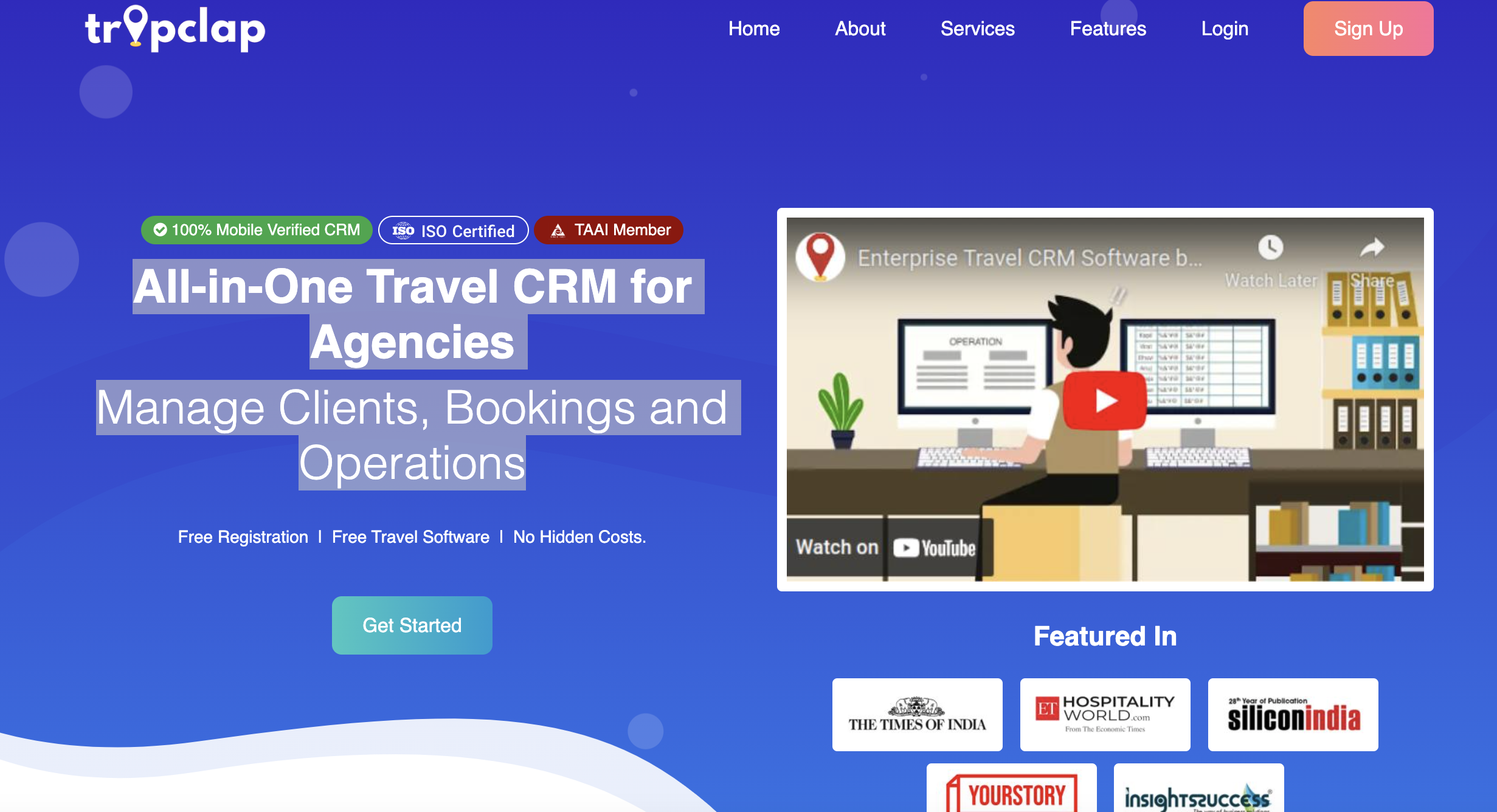 TripClap CRM screenshot