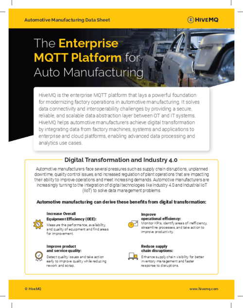 The Enterprise MQTT Platform for Auto Manufacturing | A Datasheet
