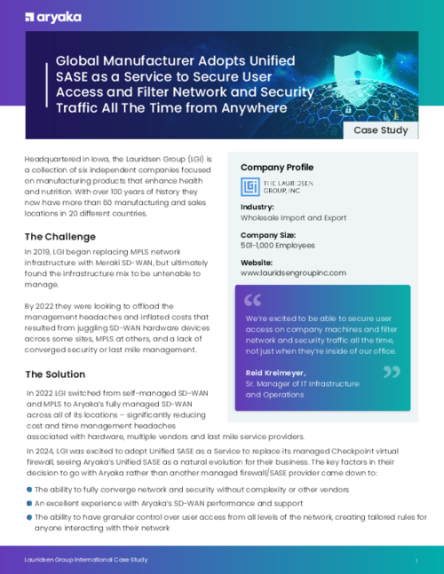 Global Manufacturer Adopts Unified SASE as a Service to Secure User Access and Filter Network and Security Traffic All the Time From Anywhere