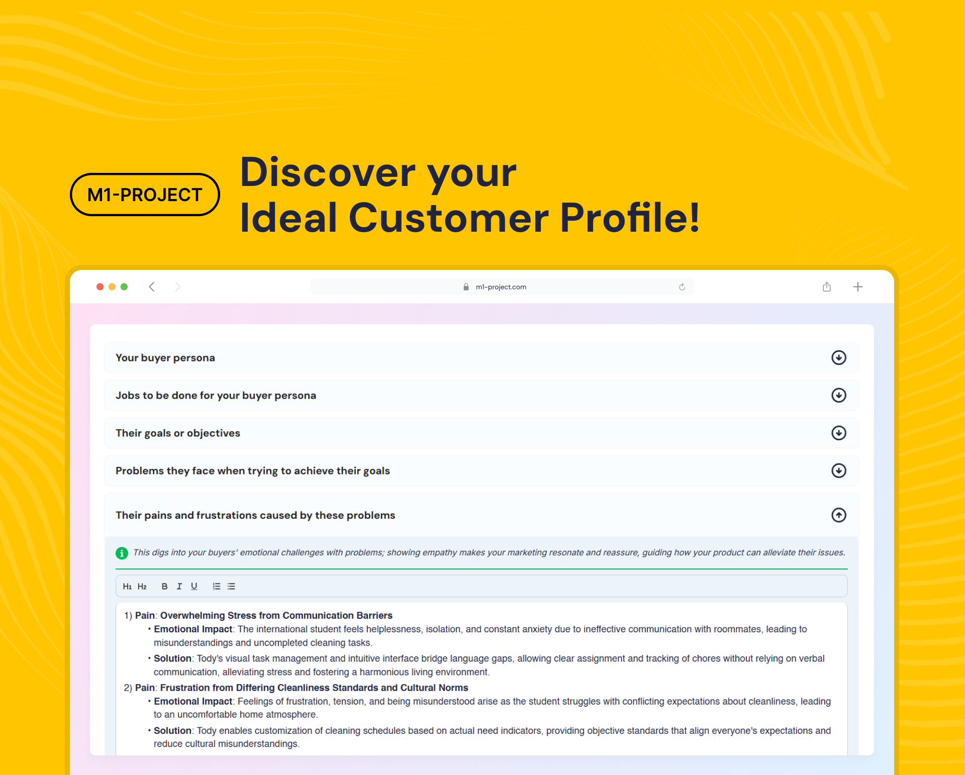 M1-Project product features