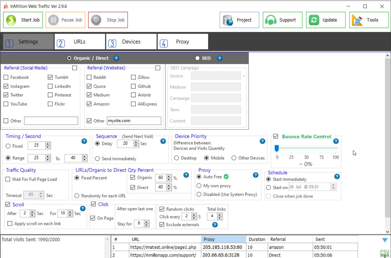 InMillion Web Traffic screenshot