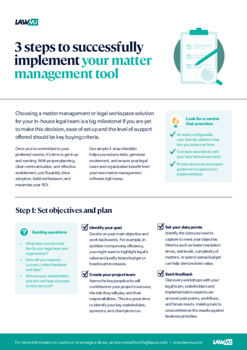 Matter management implementation checklist