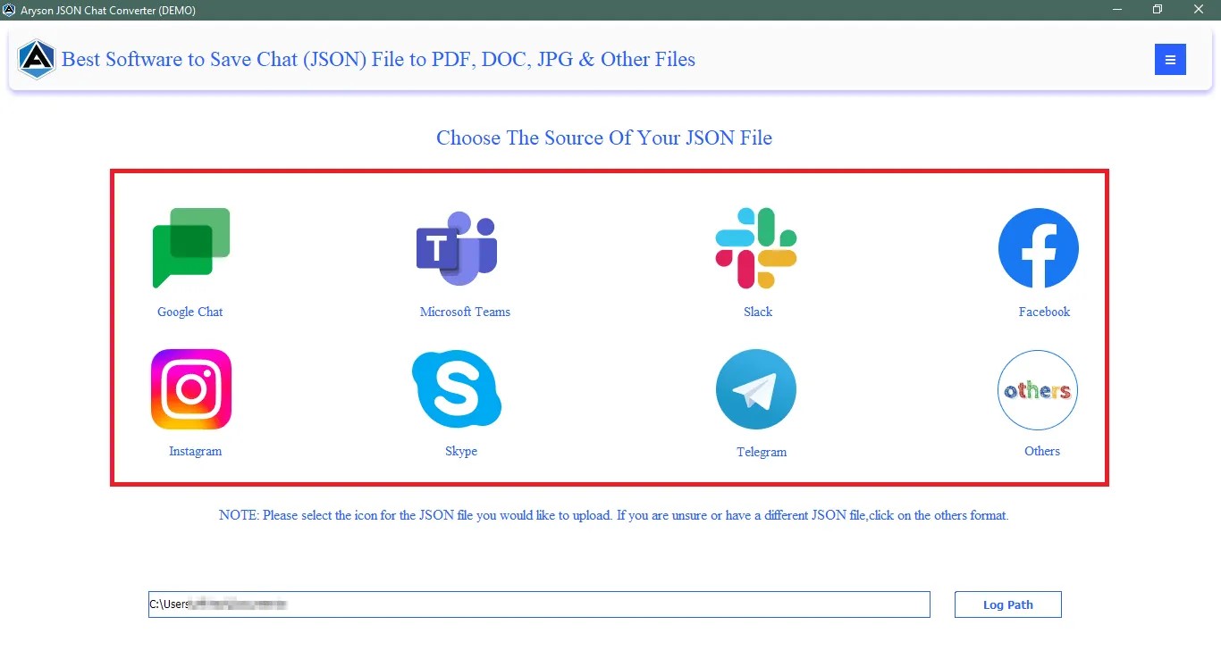 Aryson JSON Chat Converter screenshot