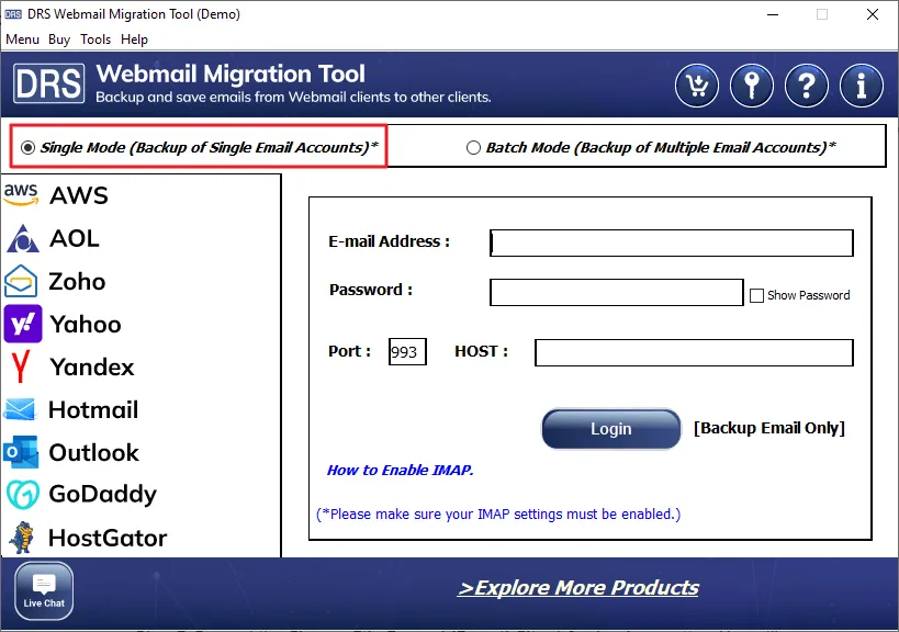DRS Softech Zoho to Office 365 Migration Tool screenshot