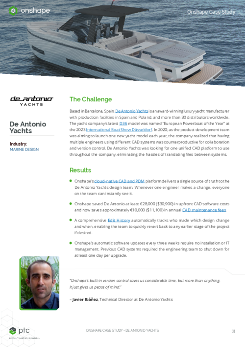 Onshape Customer Case Study, DeAntonio Yachts