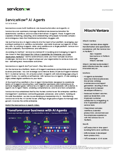 ServiceNow AI Agents Solution Brief