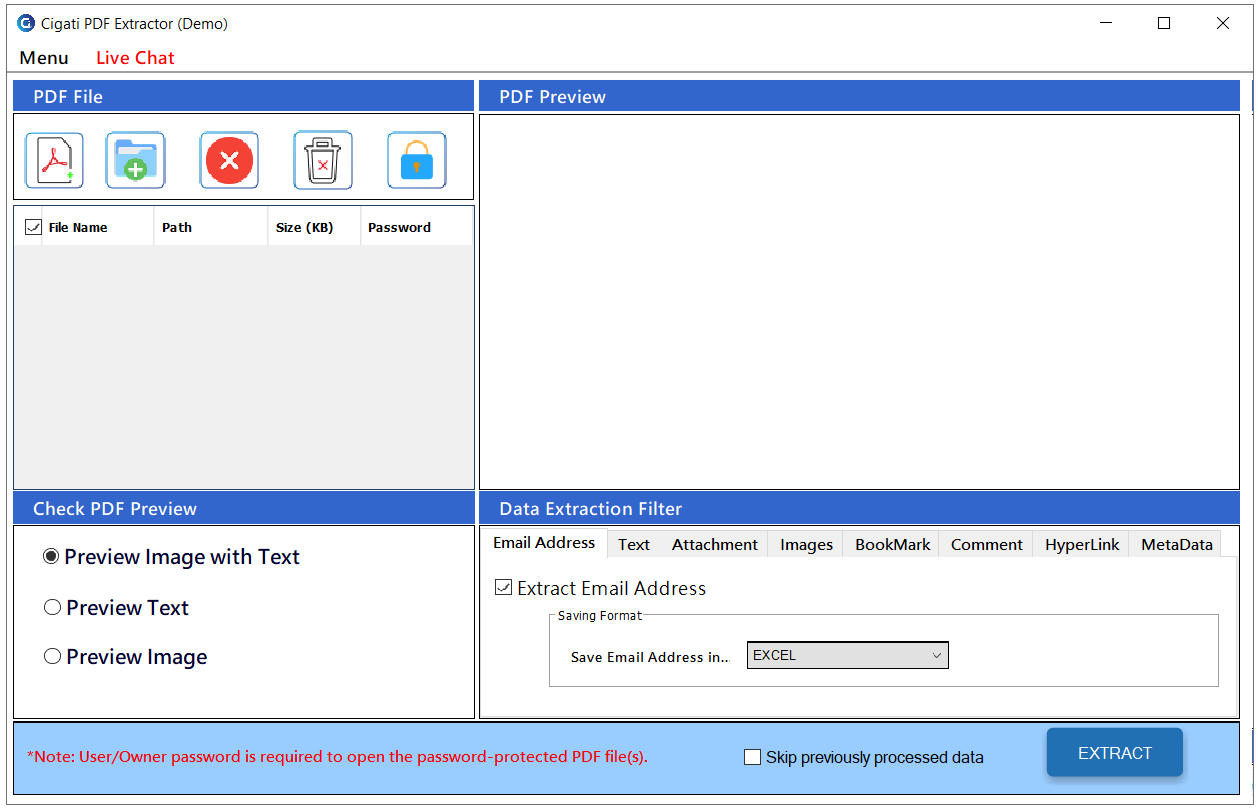 Cigati PDF Extractor screenshot