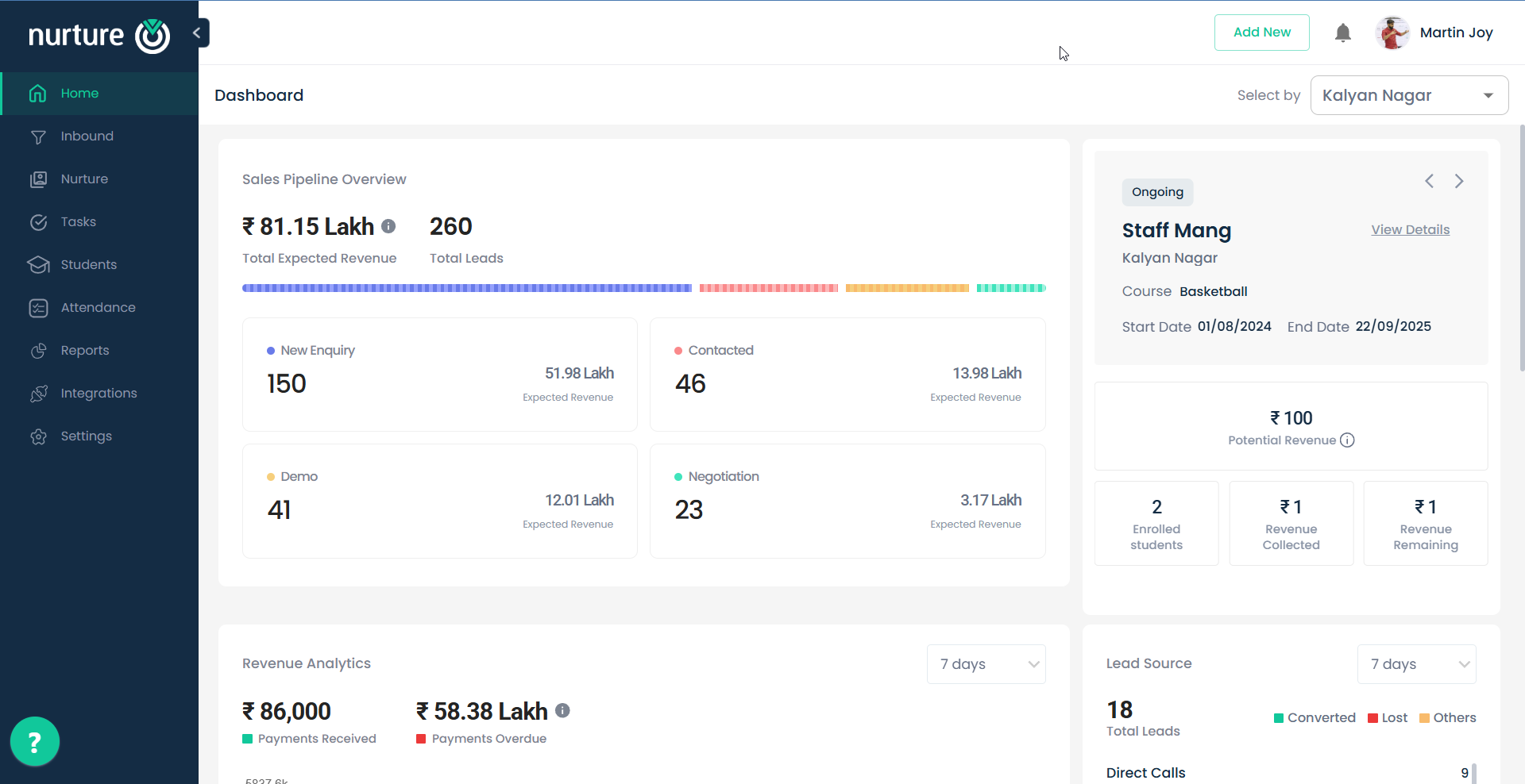 Nurture CRM screenshot