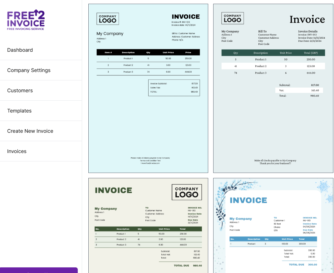 Free 2 Invoice screenshot