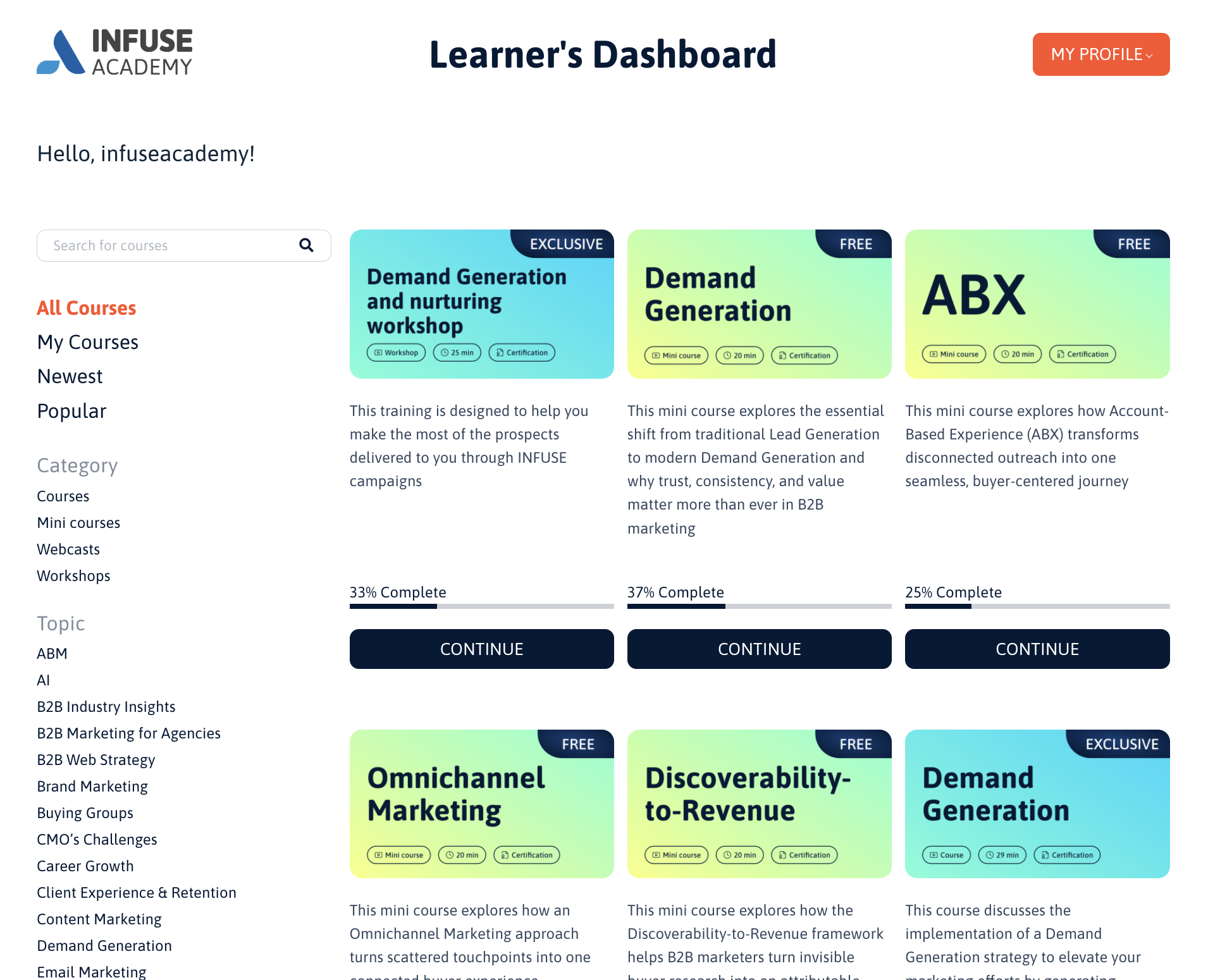 INFUSE Academy screenshot