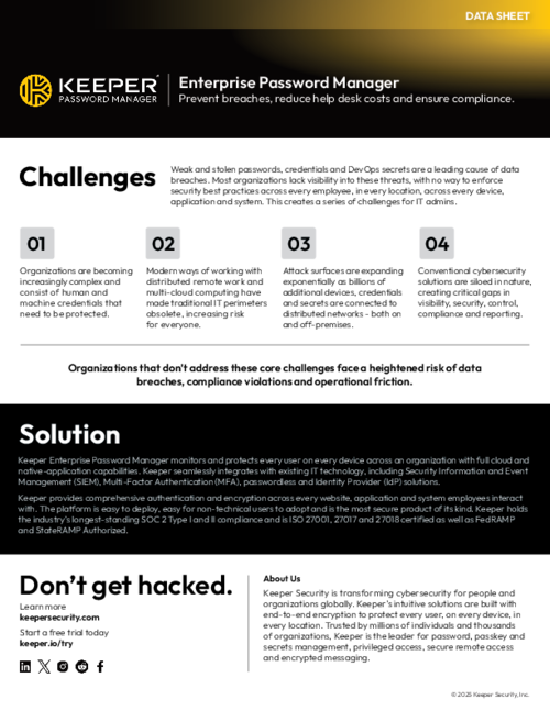 Keeper Enterprise Password Manager