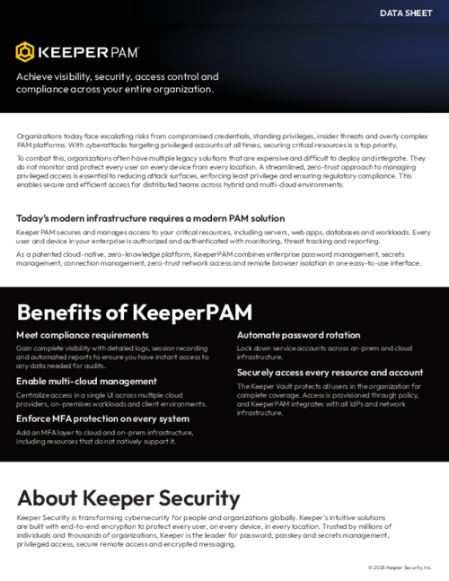 Keeper Privileged Access Management (PAM)