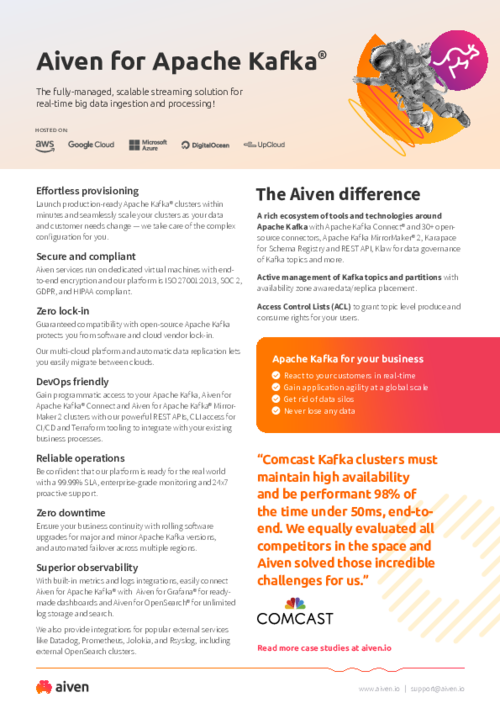 Aiven for Apache Kafka Datasheet