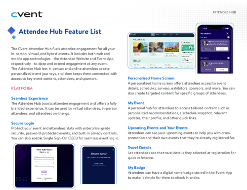 Attendee Hub Feature List