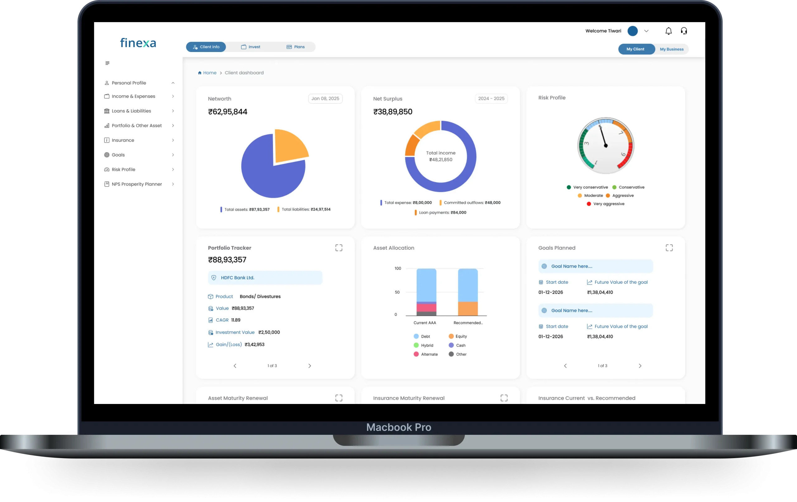 Finexa Wealth Management Platform screenshot
