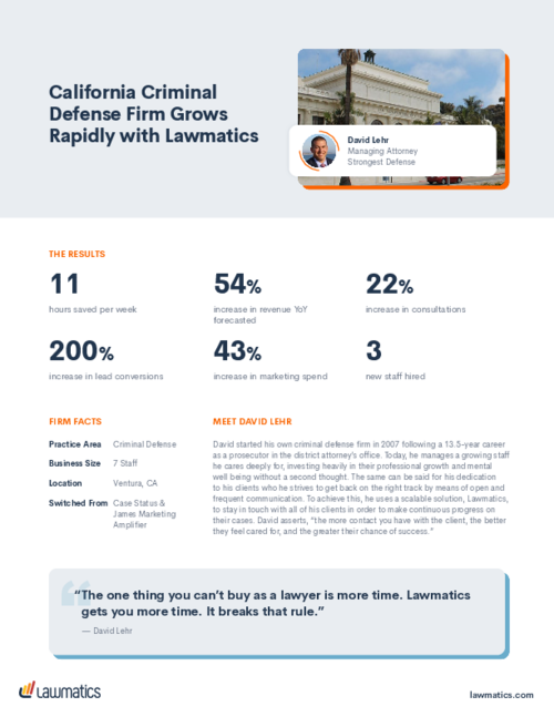 California criminal defense firm grows revenue 54% with Lawmatics
