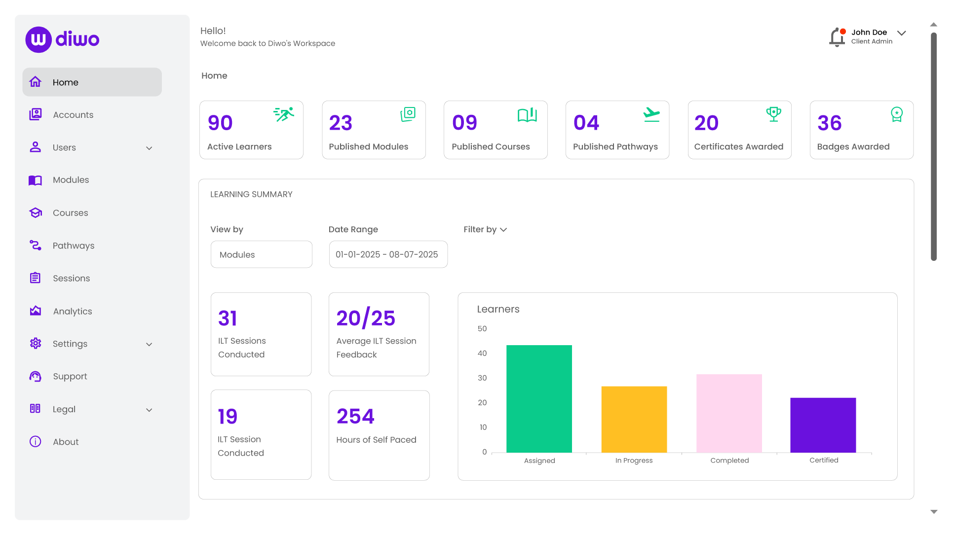 Diwo Learning Suite screenshot