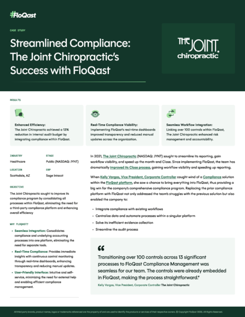 Streamlined Compliance: The Joint Chiropractic's Success with FloQast