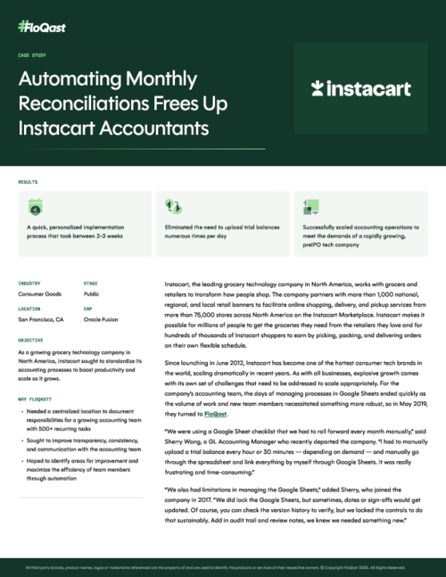 Automating Reconciliations Frees Up Instacart Accountants for More Strategic Projects