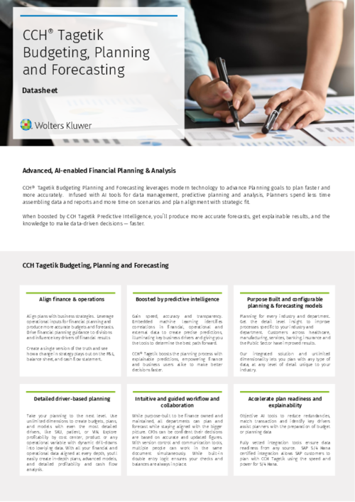 CCH® Tagetik Budgeting, Planning and Forecasting