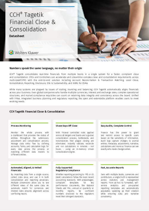 CCH® Tagetik Financial Close & Consolidation