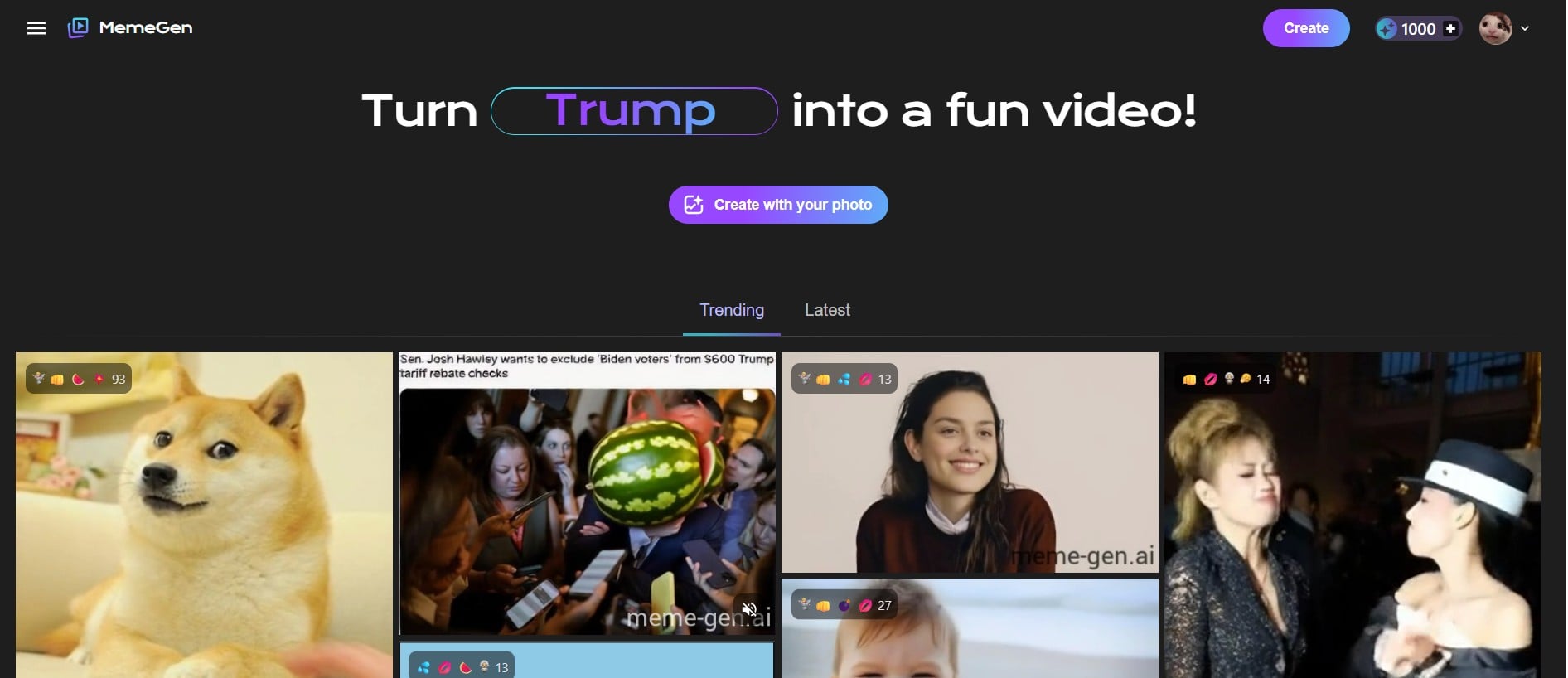 MemeGen AI preview