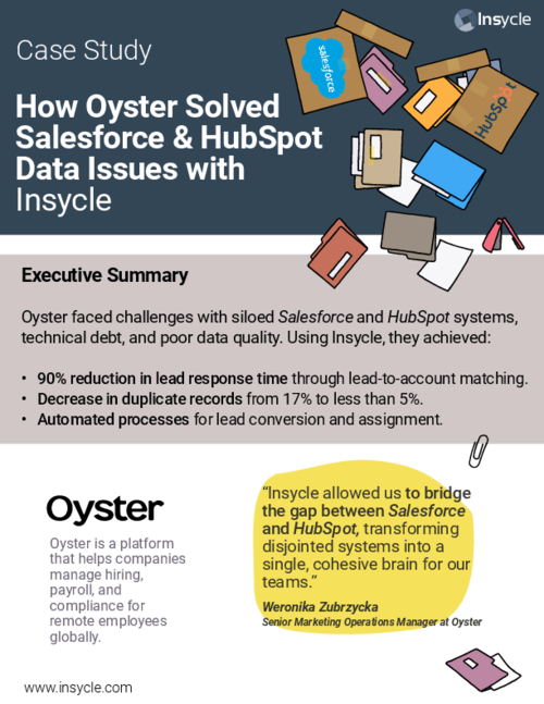 Case Study - How Oyster Solved Salesforce and HubSpot Data Management Challenges Using Insycle