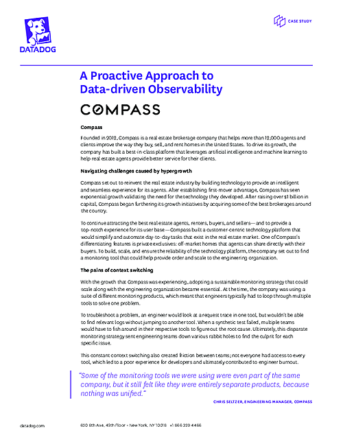 Compass: A Proactive approach to data-driven observability