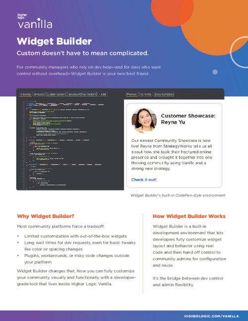 Higher Logic Vanilla's Custom Widget Builder Overview