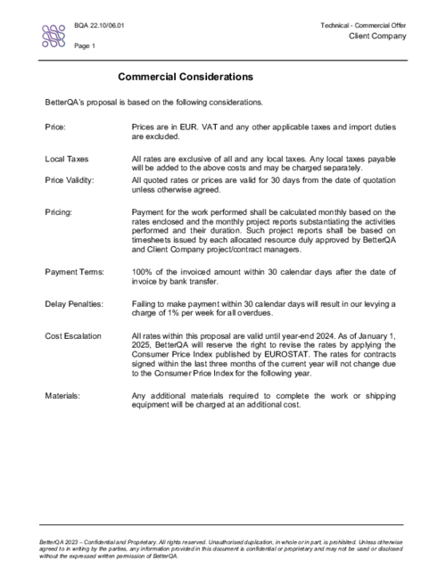 Commercial considerations