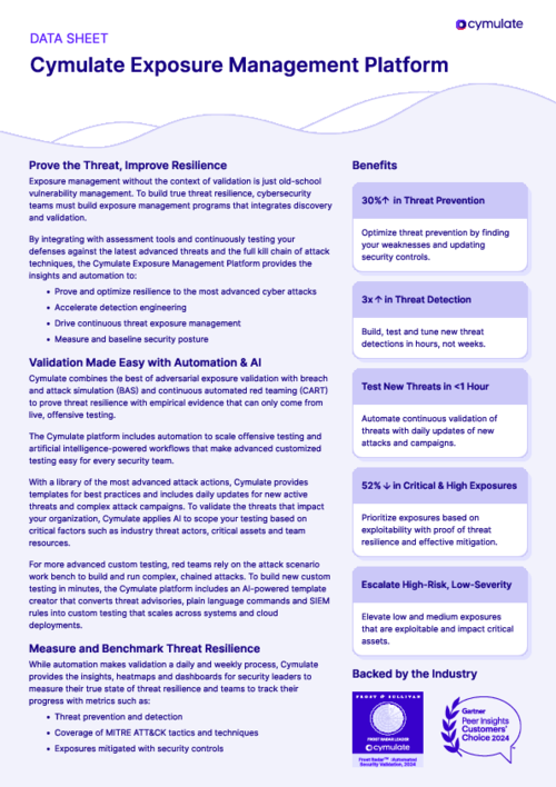 Cymulate Exposure Management Platform - Data Sheet