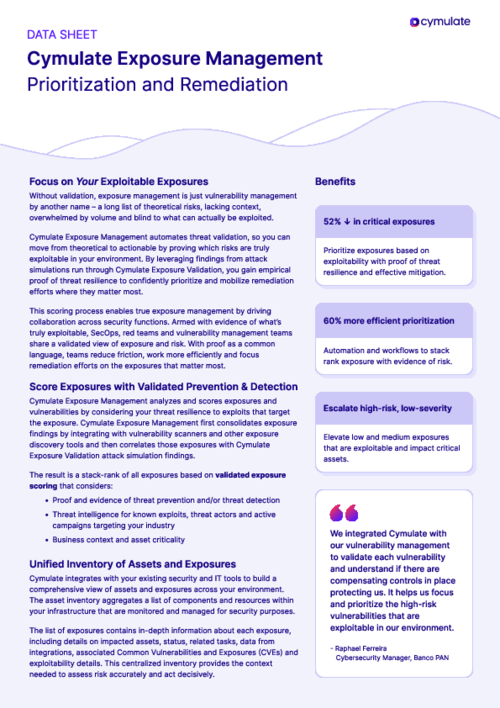 Cymulate Exposure Management - Prioritization & Remediation