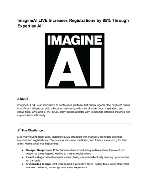 ImagineAI LIVE increases registrations by 85% through Expertise AI
